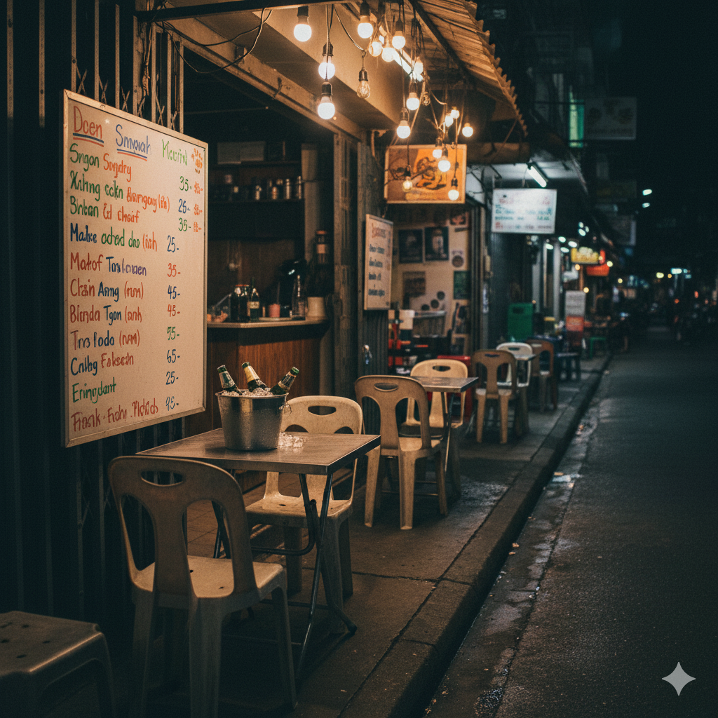 Thai beer bar with menu prices