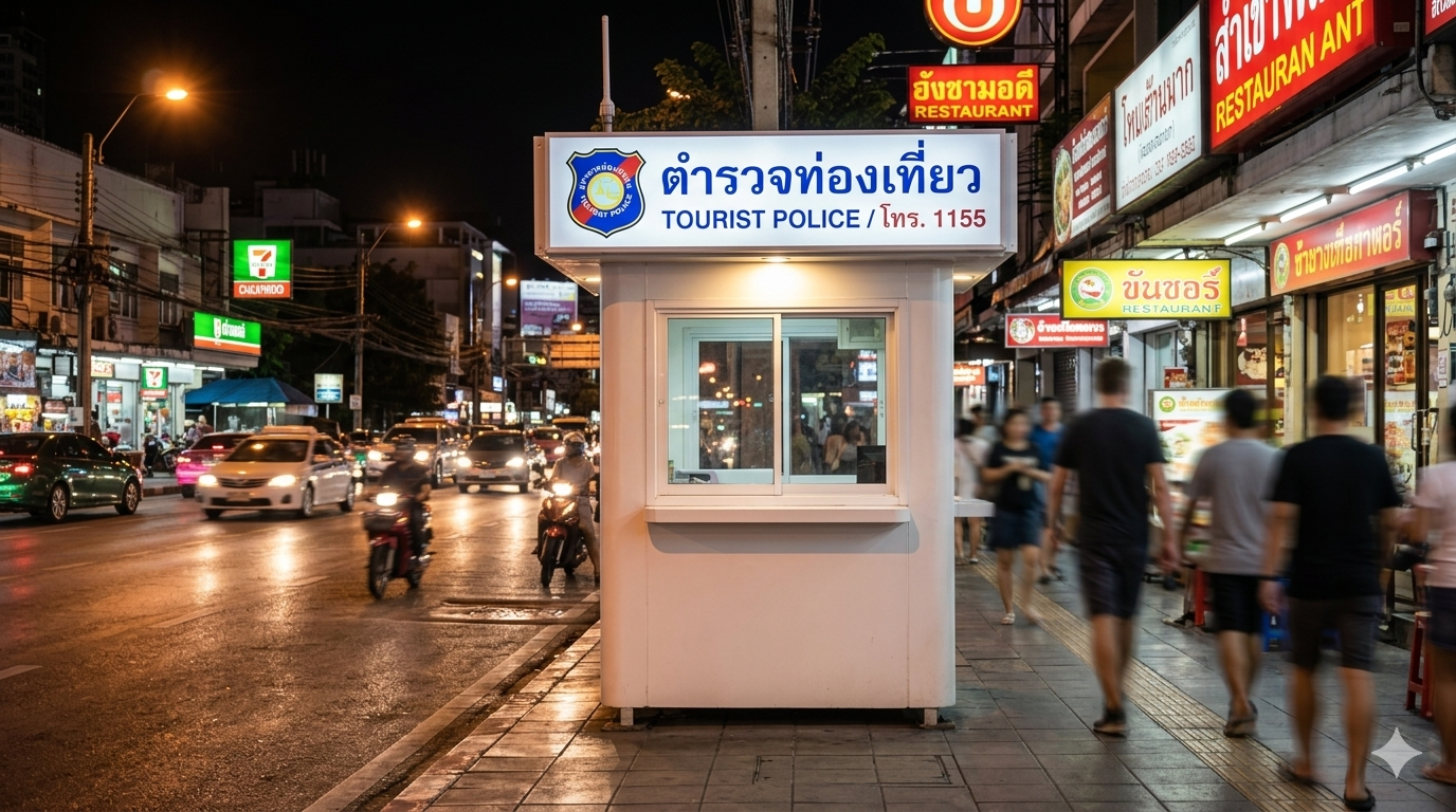 Tourist Police booth in Thailand nightlife area